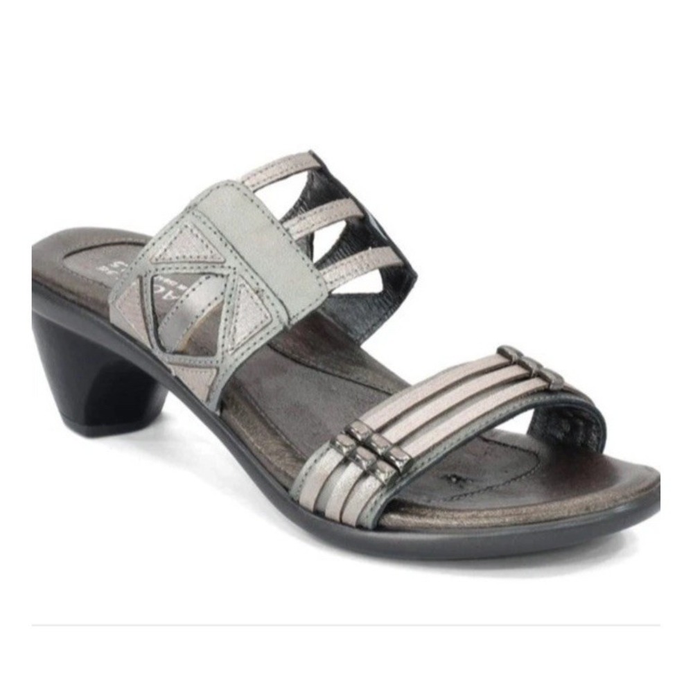 NAOT 'Afrodita' Silver Metallic Leather Sandals EUR 41 | US 10-10.5 Slip On
